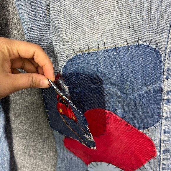 Vintage Levi’s Patchwork Flared Wide Leg Denim Jeans Women’s‎ Size 32W - Picture 5 of 9